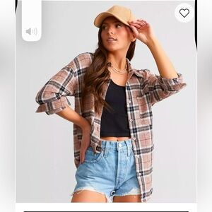 BKE Eased Brown Plaid Casual Button Down Shirt long sleeve Medium